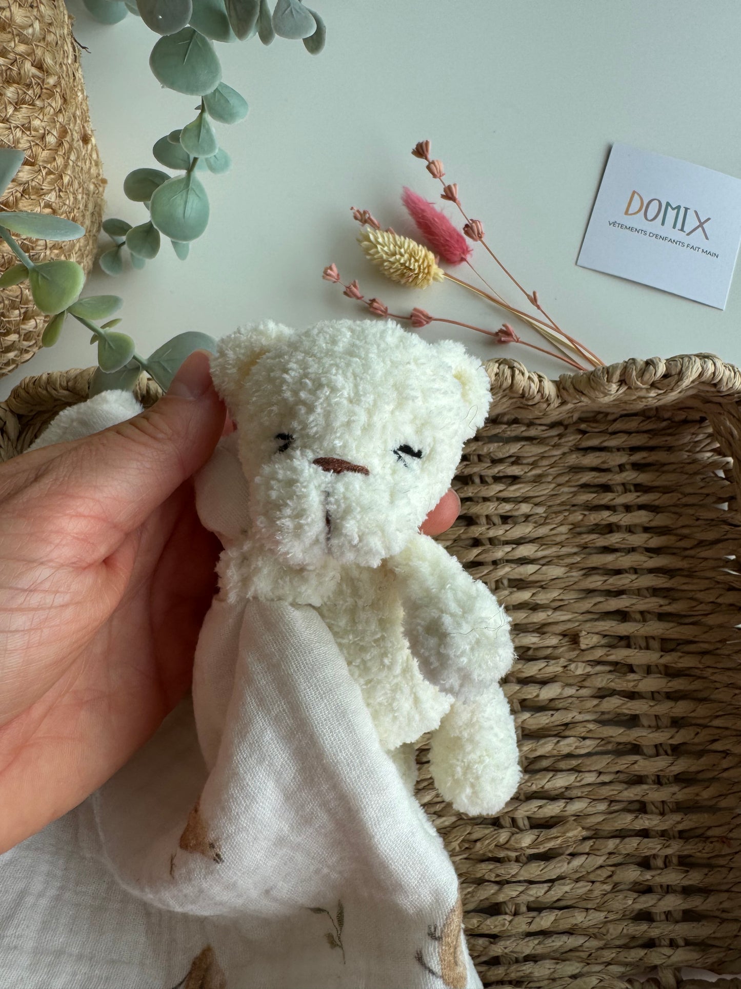 Teddy Bear Baby Lovey – Soft Comfort Toy with Muslin Blanket (CE Certified)