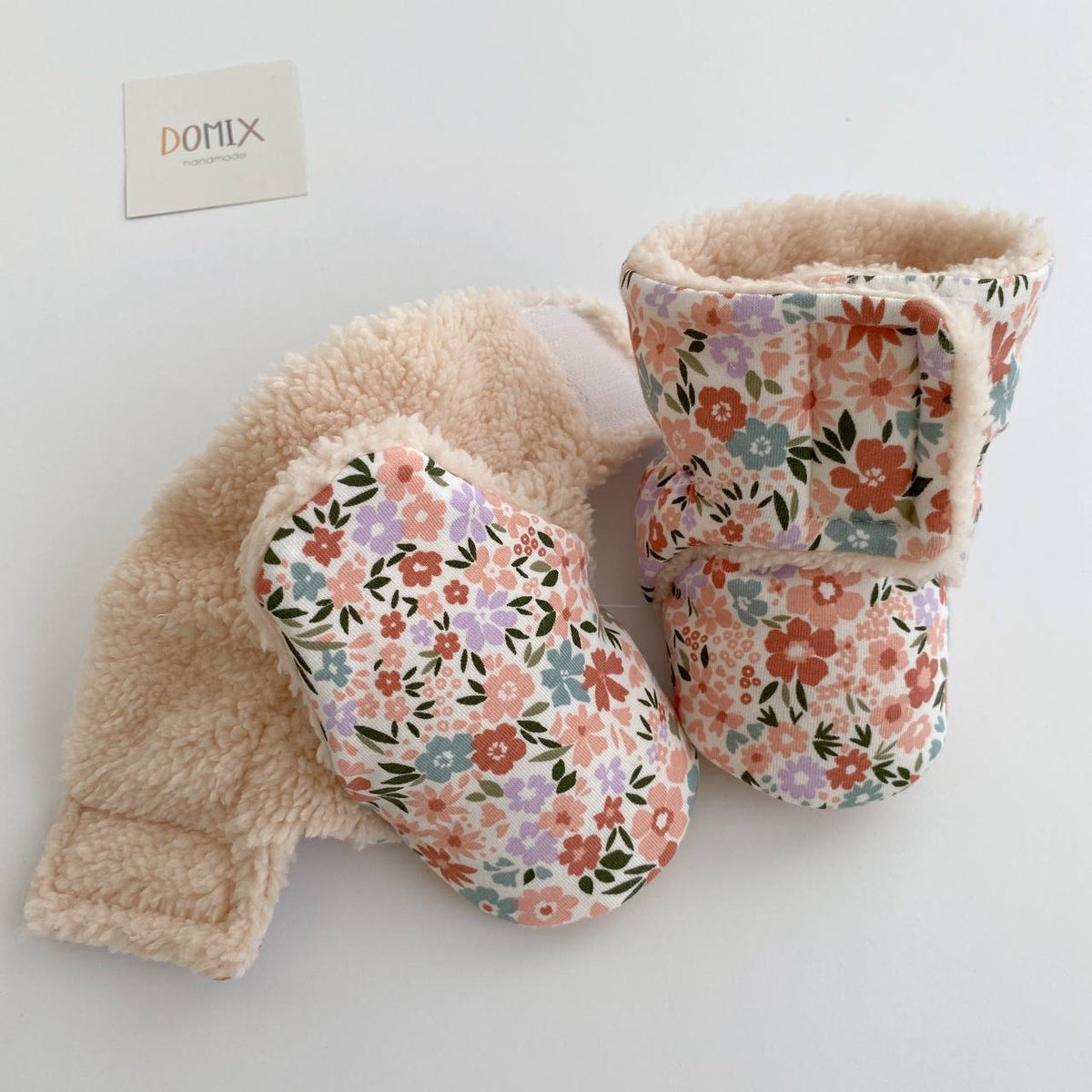 Pastel Floral Baby Booties – Handmade Warm Baby Shoes