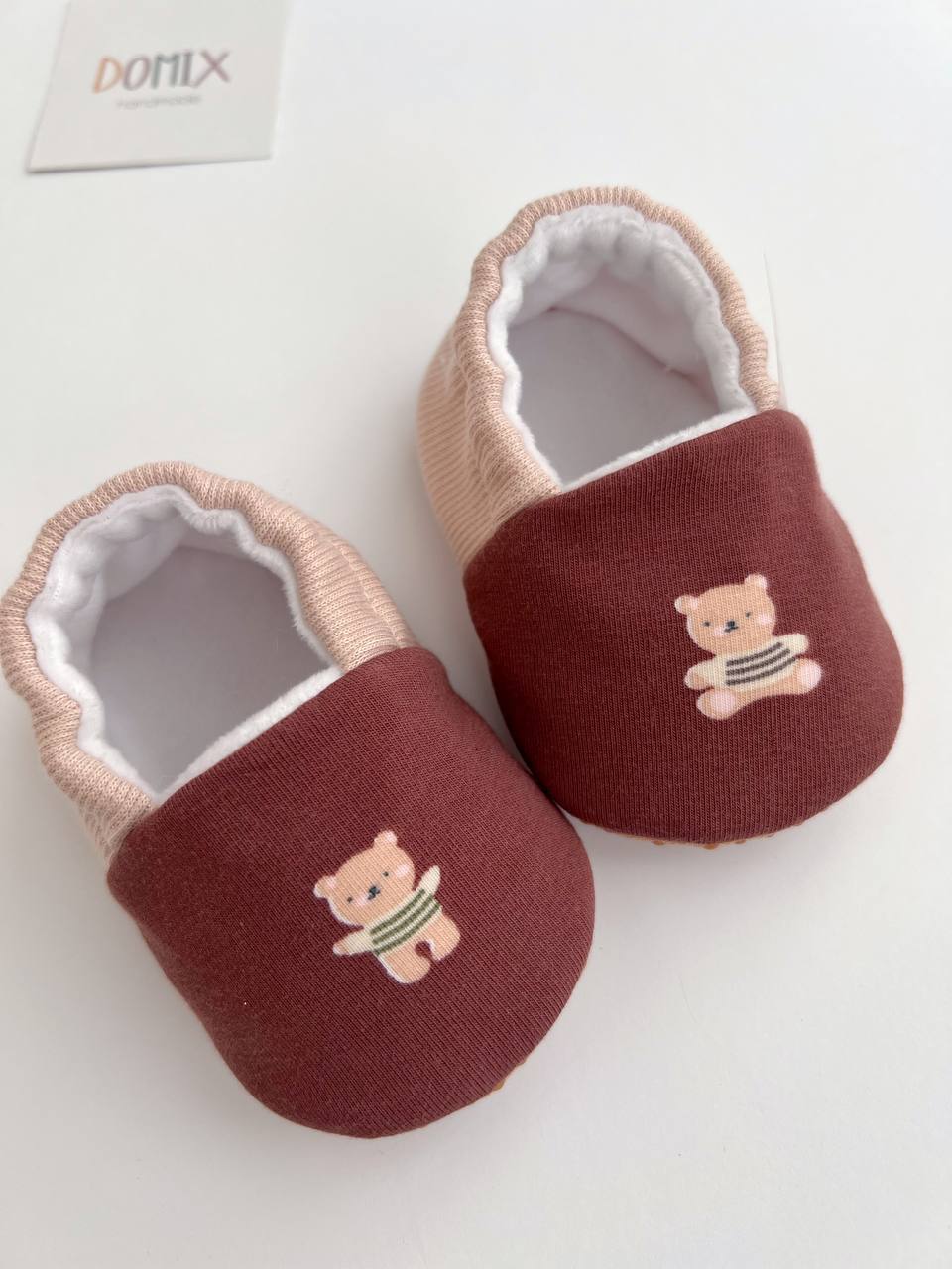 Teddy Bear Baby Slippers – Jersey & Velour