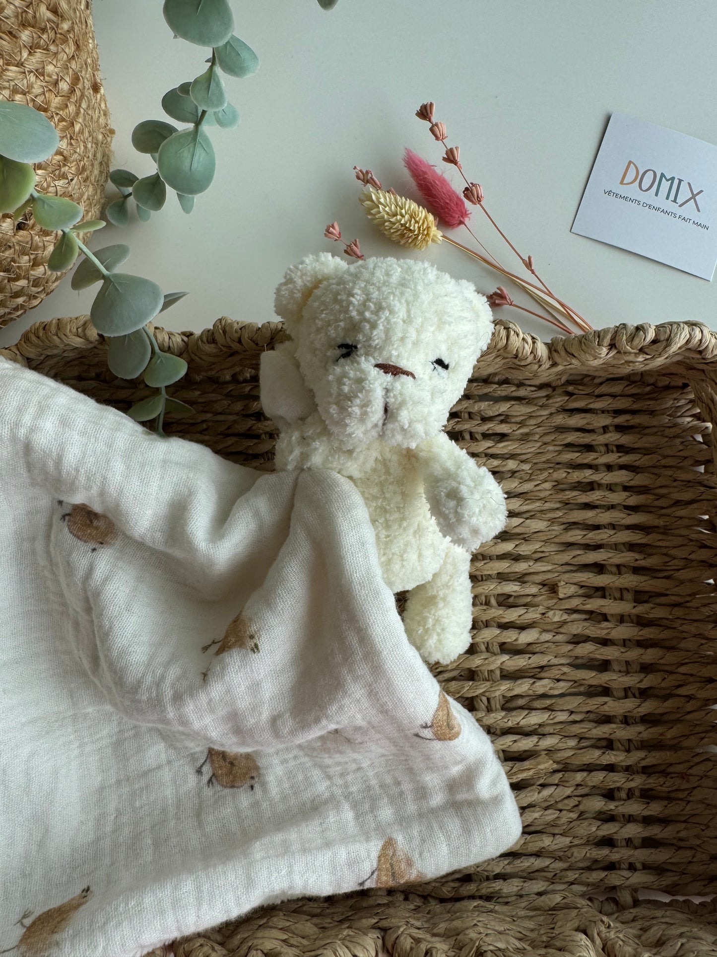 Teddy Bear Baby Lovey – Soft Comfort Toy with Muslin Blanket (CE Certified)