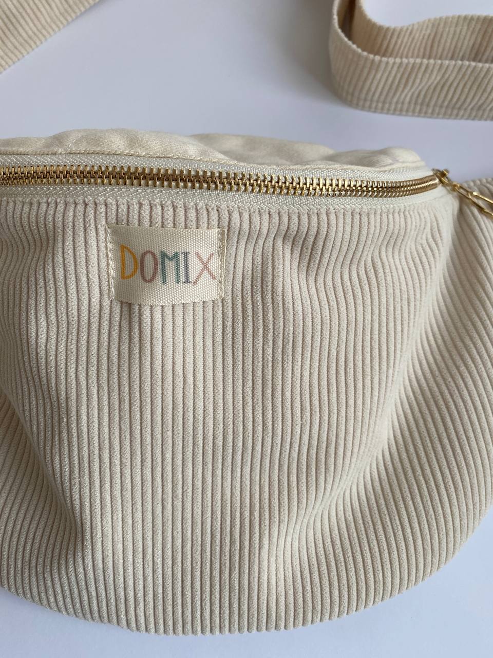 Handmade Corduroy Belt Bag – Cream Minimalist Crossbody Fanny Pack