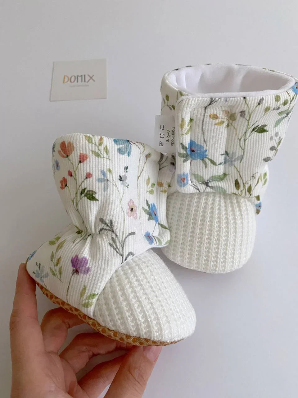 Winter Floral Booties – Warm, Soft & Handmade - Domix