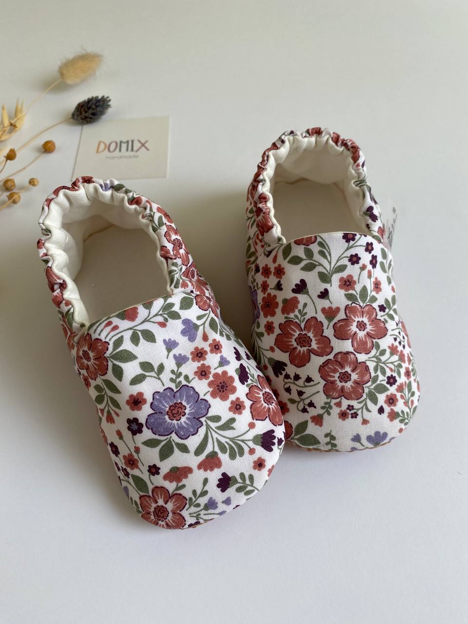 Handmade Cotton Baby & Toddler Slippers – Floral Edition