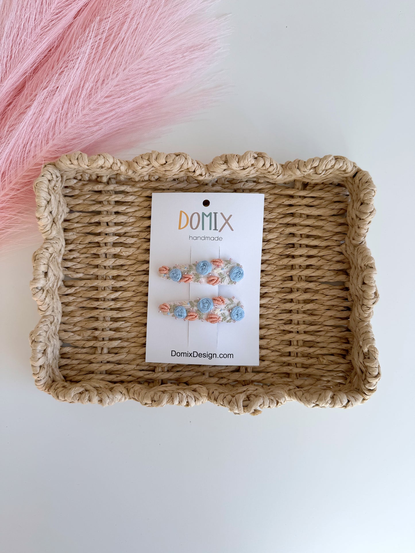 Handmade Beaded & Thread Embroidered Hair Clips – Set of 2