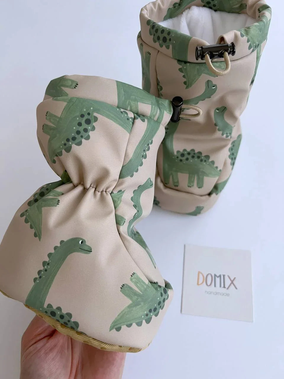 Waterproof Dinosaur Booties – Warm, Soft & Handmade - Domix