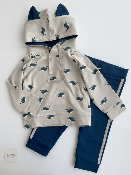 🐋 Whale Hoodie Set – Handmade Ocean Adventure