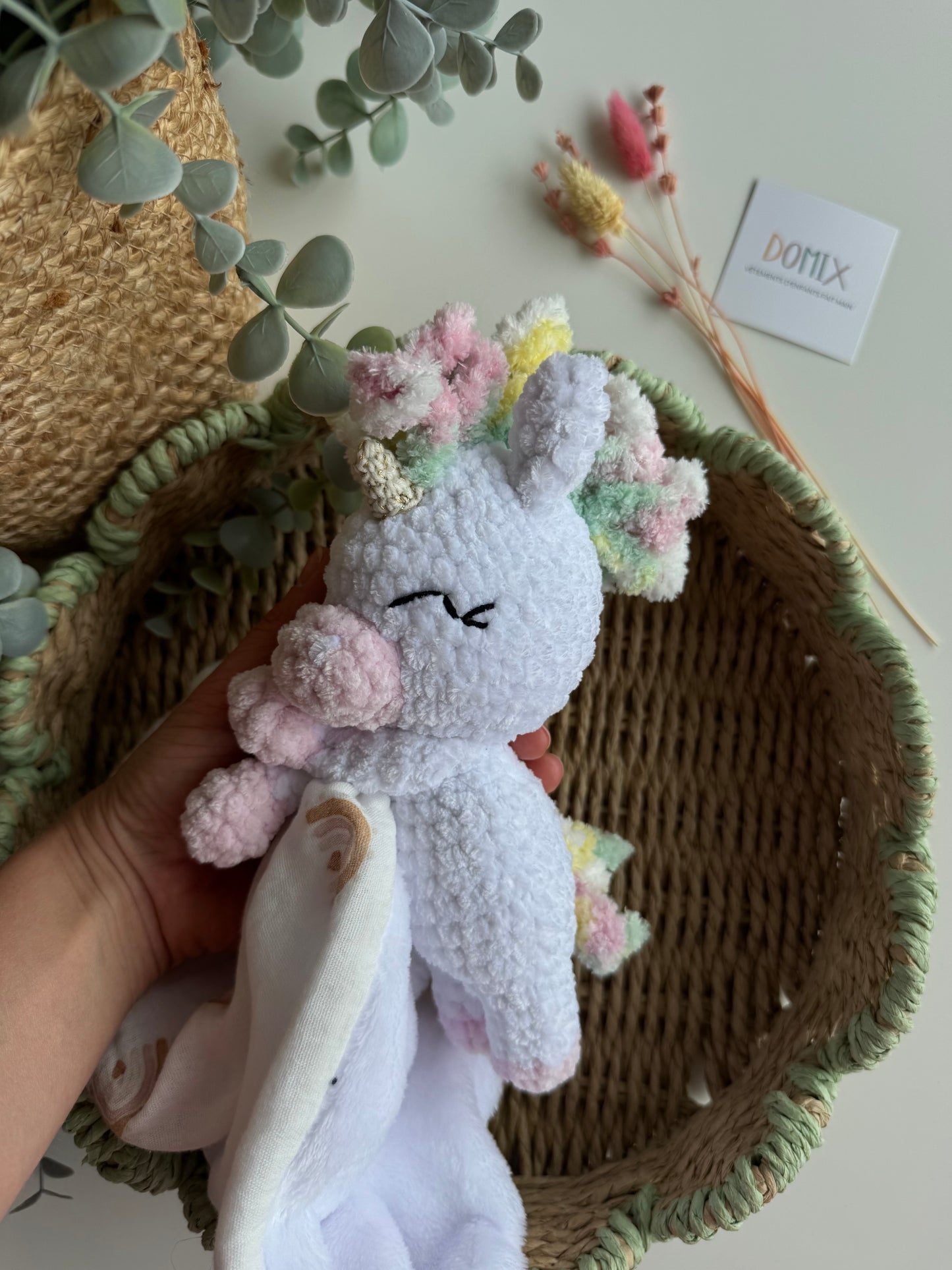 Unicorn Baby Lovey – Soft Comfort Toy with Muslin Blanket (CE Certified)