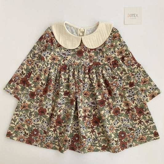 Floral Girls’ Dress with Peter Pan Collar