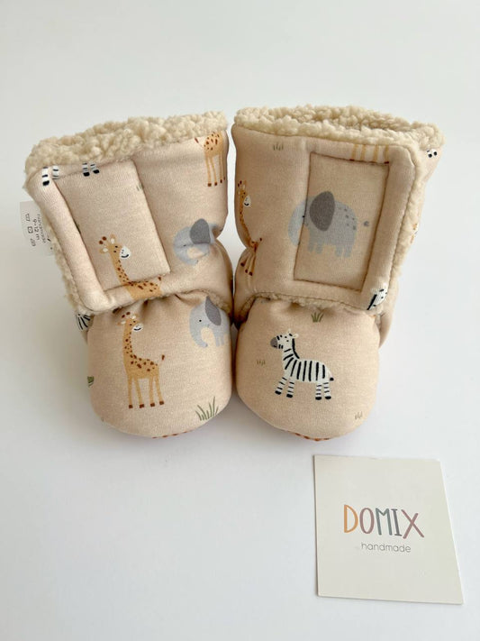 🐘 Safari Baby Booties – Warm & Safe Adventure Feet