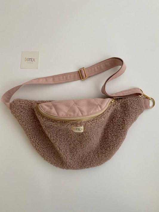Blush Pink Teddy Fanny Pack – Handmade by DOMIX